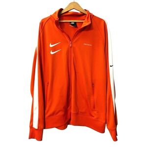 Nike‎ DOUBLE SWOOSH MENS "XL" PRE-OWNED Poly Knit Full Zip TRACK Jacket Orange